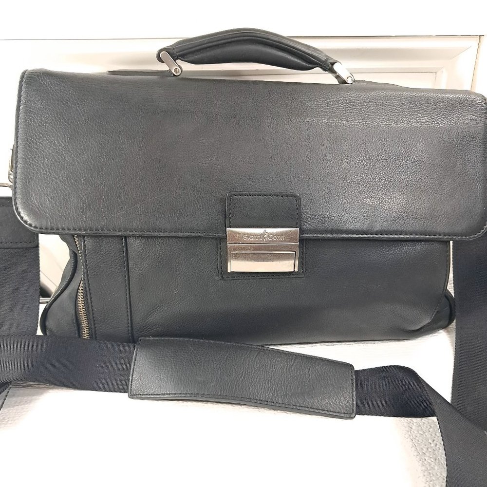 Vintage Gianni‎ Conti Briefcase black leather bag satchel Italy document case